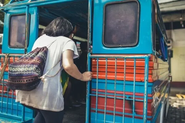 Entering a jeepney